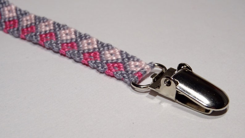 Pacifier clip macrame, cotton, handwoven, baby gifts, grey, pink, baby accessoires, baby stuff, newborn, image 5