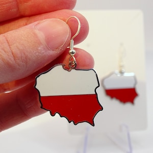 Polish flag earrings - Polen Poland Polska silver earhangers charm pendant country support respect