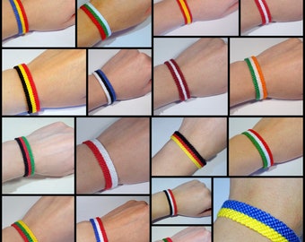 Armband mit Länderflagge – Frankreich, Deutschland, Polen, Spanien, Estland, Italien, Ungarn, Bulgarien, Rumänien, Litauen, Ukraine, Irland, Lettland, Russland, Holland