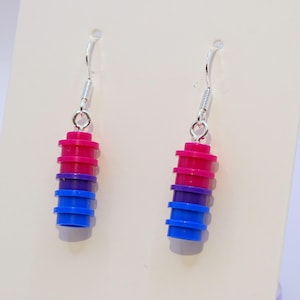 Brick pride earrings - bisexual pride flag LGBTQ  earhangers silver support respect LHBTI bricks build