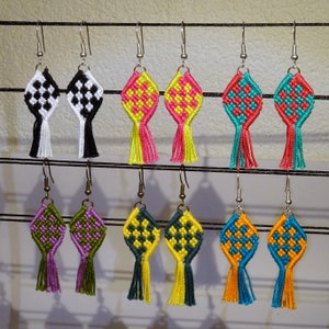 Macrame earrings - handmade hippie bresilien bohemian boho mandala gipsy tribal ethnic micro macrame