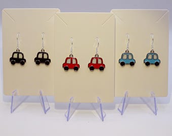 Brincos de carro fofos - pingentes de orelha pingente charmoso cor prata tibetana antigo antigo vermelho céu azul preto
