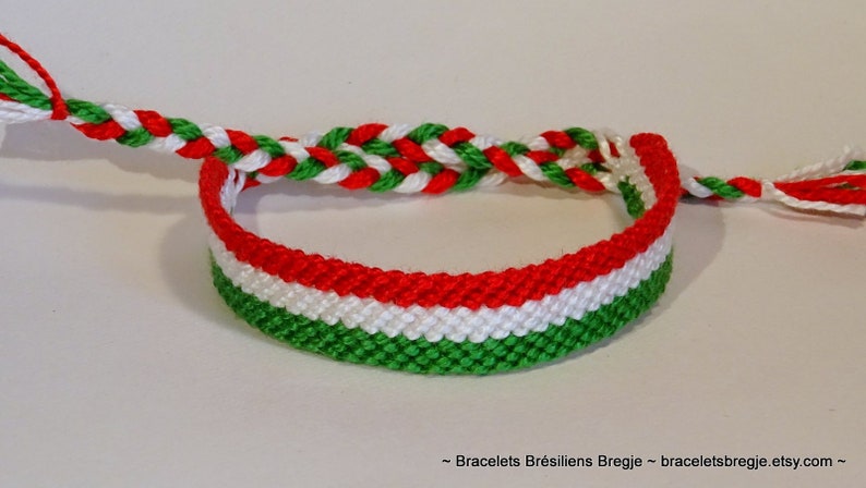 Italian flag bracelet macramé Italy Italia Hungary Magyarország handwoven gift idea support country championship macrame image 3