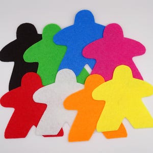 8 pcs Carcassonne Meeple coasters felt rainbow colors board game