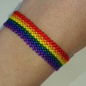 Gay Pride Flag bracelet love friendship handwoven gift idea support respect awareness macrame gay lesbian LGBT rainbow image 1