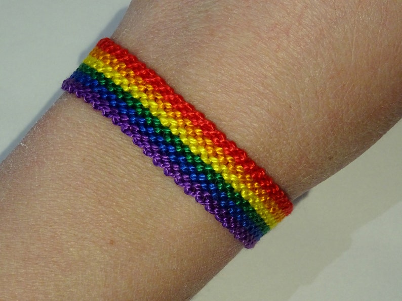 Gay Pride Flag bracelet love friendship handwoven gift idea support respect awareness macrame gay lesbian LGBT rainbow image 1