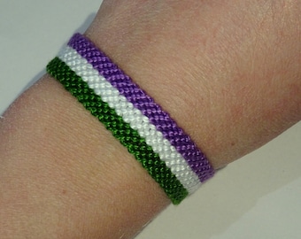 Genderqueer Pride Flag bracelet - love friendship handwoven giftidea support respect awareness macrame LGBT