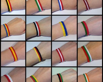 Country flag bracelet - France Germany Poland Spain Estonia Italy Hungary Bulgaria Romania Lithuania Ukraine Ireland Latvia Russia Holland