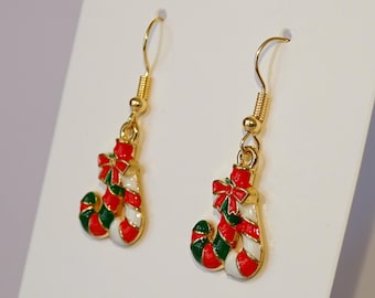 Christmas Candy Cane Earrings Tree Xmas Ear Pendants Charm