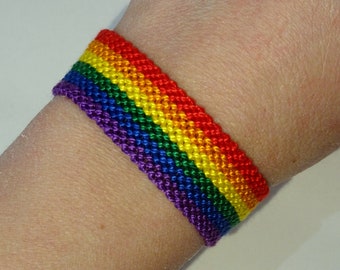 XL Gay Pride Flag bracelet - love friendship handwoven gift idea support respect awareness macrame gay lesbian LGBT rainbow
