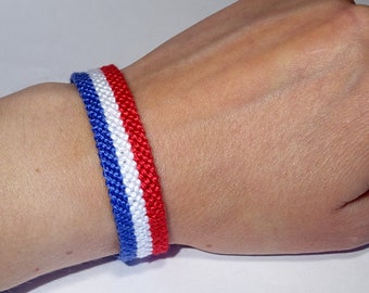 Flag bracelet - France Dutch Netherlands Holland French handwoven gift idea support country championship macrame