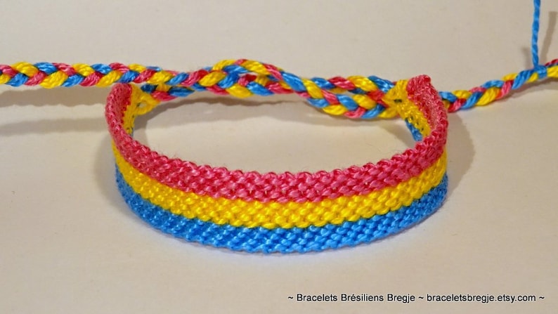 love friendship handwoven giftidea support respect awareness macrame pansexuality LGBTQ Pansexual Pride Flag bracelet