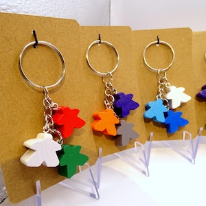 Carcassonne Meeple keyring keychain board game wood colors meeples