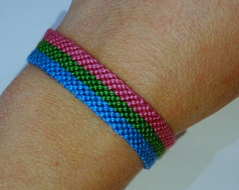 Polysexual Pride Flag bracelet - love friendship handwoven giftidea support respect awareness macrame LGBT