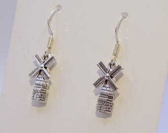 Brincos de moinho de vento - pingentes de orelha pingente tibetano cor prata moinho antigo mühle moinho moulin