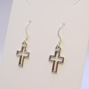 Cross earrings - ear pendants charm pendant tibetan silver color antique christ christian orthodox jesus church
