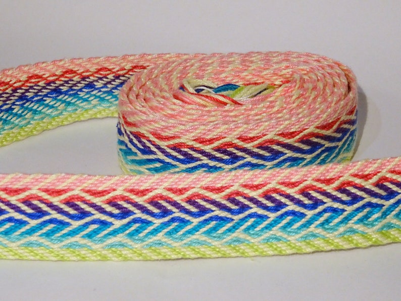 Handwoven strap tablet weaving inkle card loom mochila wayuu gypsy hippie belt cotton handmade bag strap image 1