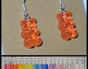 Gummi bear earrings - 10 colors rainbow candy haribo earhangers charm goldbears 925 sterling silver hook bear gummy goldbären gold bears