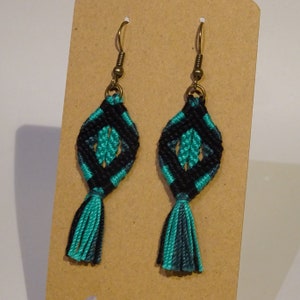 Macrame earrings - handmade hippie bresilien bohemian boho mandala gipsy tribal ethnic micro macrame