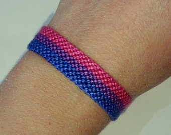 Bisexual Pride Flag bracelet - love friendship handwoven gift idea support respect awareness macrame bisexuality LGBTQ