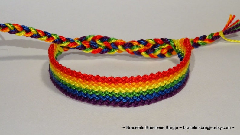 Gay Pride Flag bracelet love friendship handwoven gift idea support respect awareness macrame gay lesbian LGBT rainbow image 4