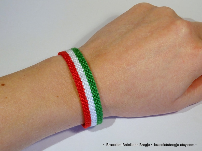Italian flag bracelet macramé Italy Italia Hungary Magyarország handwoven gift idea support country championship macrame image 1