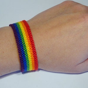 Gay Pride Flag bracelet love friendship handwoven gift idea support respect awareness macrame gay lesbian LGBT rainbow 2.0 cm