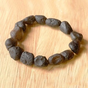 Cintamani Saffordite Natural Tektite Bracelet Holy Gail Stone 7.5inch(343107)