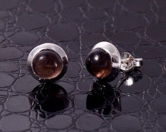 Cintamani Round  Sterling Silver Stud Earrings ( Dsc0675 )