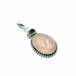Moldavite Morganite Sterling Silver Pendant  ( P67 )
