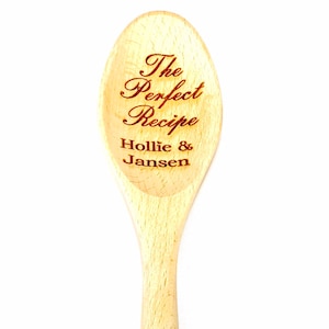 The Best Gift for a Wedding Bridal Shower or Anniversary, a Quality Wooden Spoon Laser Engraved with your recipients names