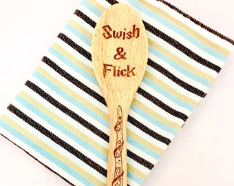 Swish & Flick-Wand-Harry Potter-Harry Potter Gifts-Harry Potter Spoons-Hogwarts-Wooden Spoon-Engraved Spoon-Personalized Spoon-Free Shipping