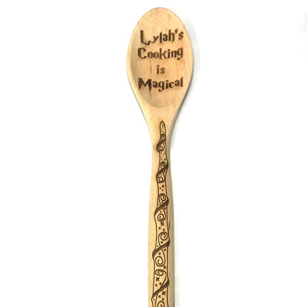 Magic Wand Spoon for your Favorite Wizard Cook - Wizard Wand - Customize your Wand to Say What you Want - Engraved Spoon -Personalized Spoon