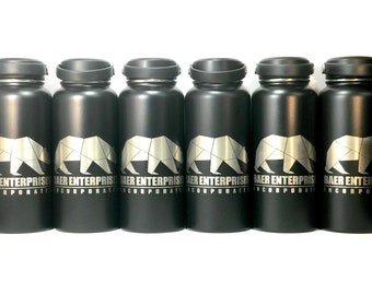 Your COMPANY Name BRAND or Logo, Engraved on a 32oz Stainless Steel Double Wall Insulated Water Bottle! Choose Your Bottle Color