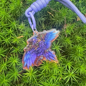 Night Elf Druid Raven Flight Form Holo Glitter Keyring 2.5”