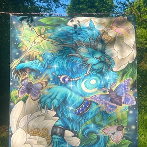 Blue Ghost of The Pridemother Druid Tapestry 150cm x 130cm