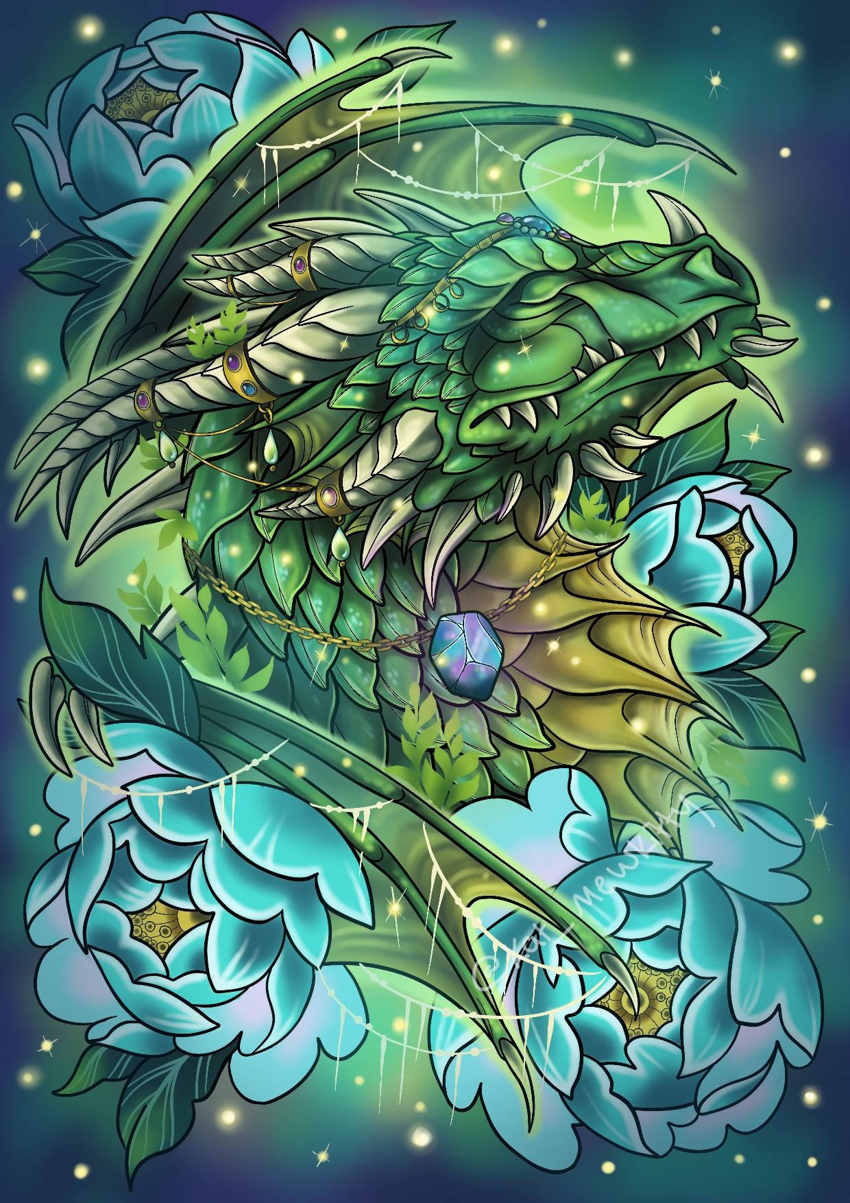 Dream Weaver Emerald Dragon Print A4/A5/A3