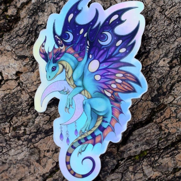 Faerie Dragon Holographic Sticker 6.5x4cm