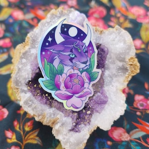 Night Elf Druid Cat Holographic Vinyl Sticker 4.7x3.2cm
