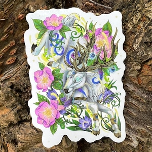Malorne The White Stag 10cm Glossy Sticker