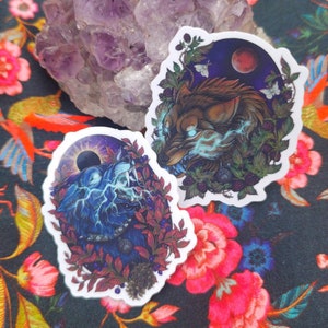 Skoll and Hati Spirit Beast Stickers Die Cut Vinyl 3.6 x 4.7cm