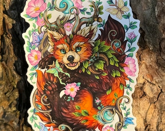 Red Dream Panda Glossy 10cm Sticker