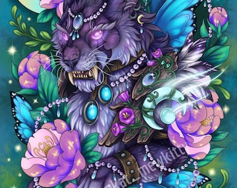 Feral Night Elf Druid Art Print A5/A4/A3