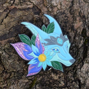Vulpine Familiar Fox Soft Enamel 40mm Pin