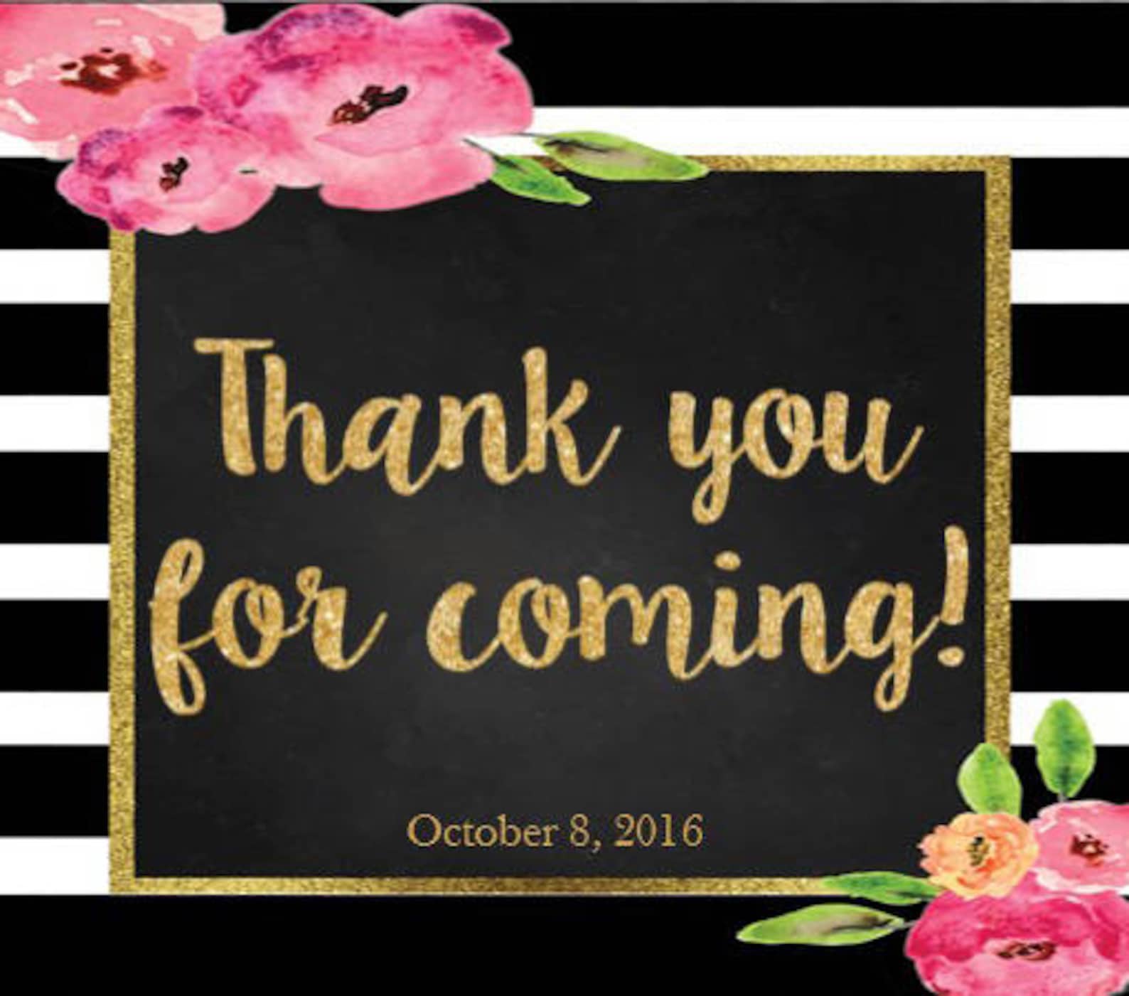 Kate Spade Inspired Thank You Card, Thank You Card, Kate Spade Favor
