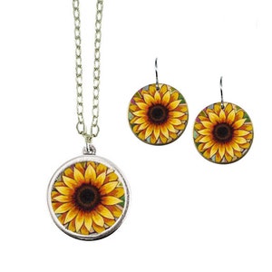 Sunflower Necklace, Sunflower Pendant, Sunflower Jewelry, Necklace with Sunflower, Flower Pendant, NK23