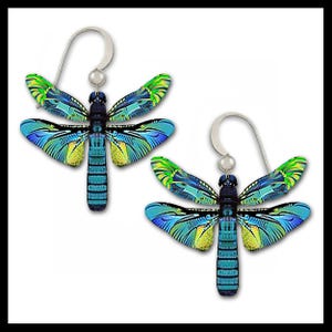 Dragonfly Earrings:  Blue Dangle Dragonflies EA93B