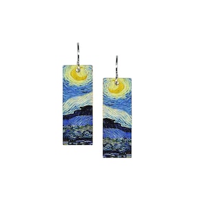 Van Gogh Starry Night, Van Gogh Images, Rectangle Earrings, Artsy Earrings, Vincent van Gogh, ER14