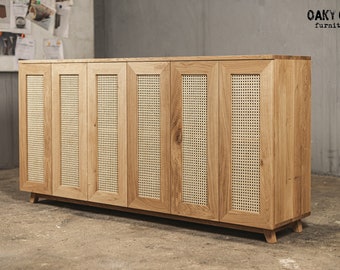 Handmade Rustic Oak Commode - Industrial Modern Cabinet