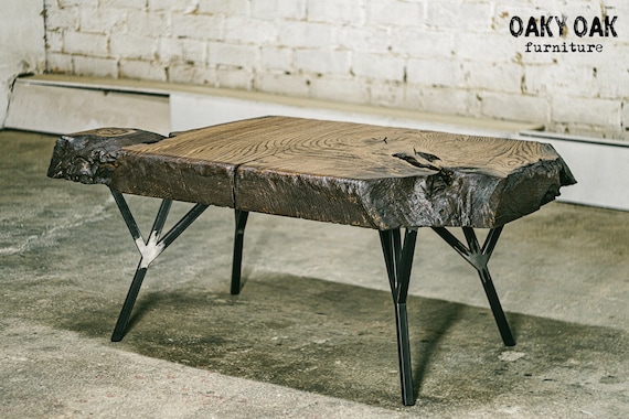 Industrial Coffee Table Raw Oak Coffee Table Etsy